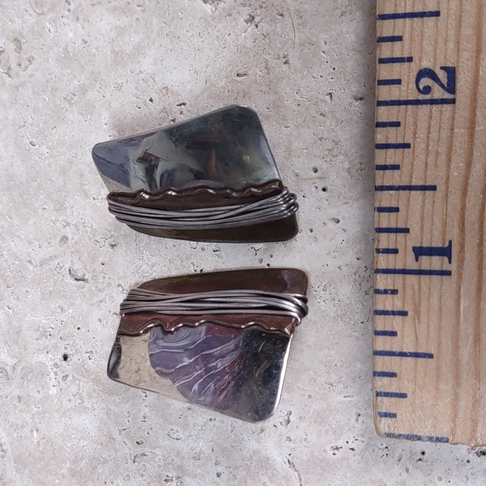 Artisan Crafted Two-tone Silver Earrings - Picture 2 of 4